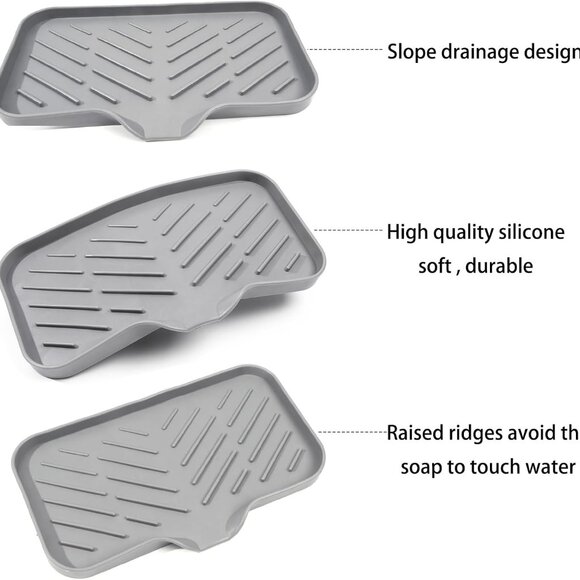 Silicone Soap Dish, 9.6"×5.3" Silicone Soap Holder for Bathroom and Kitchen, Sin - Picture 5 of 8